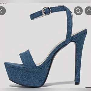NWT Denim High Heel Stiletto Sandals